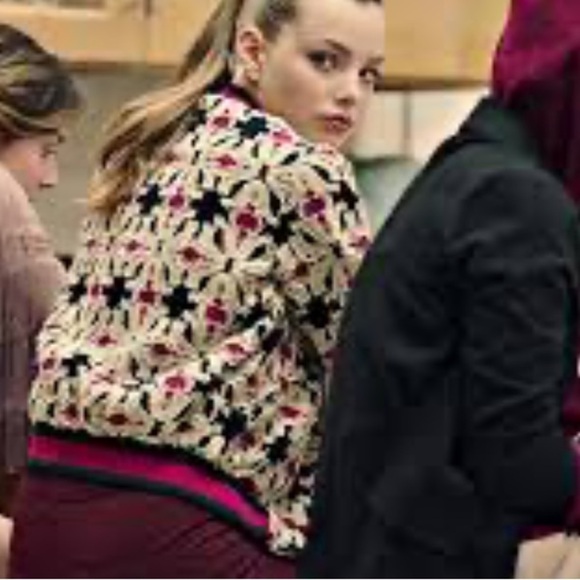 NWOT Patterned Textured Bomber Jacket Size 2 - Picture 5 of 11